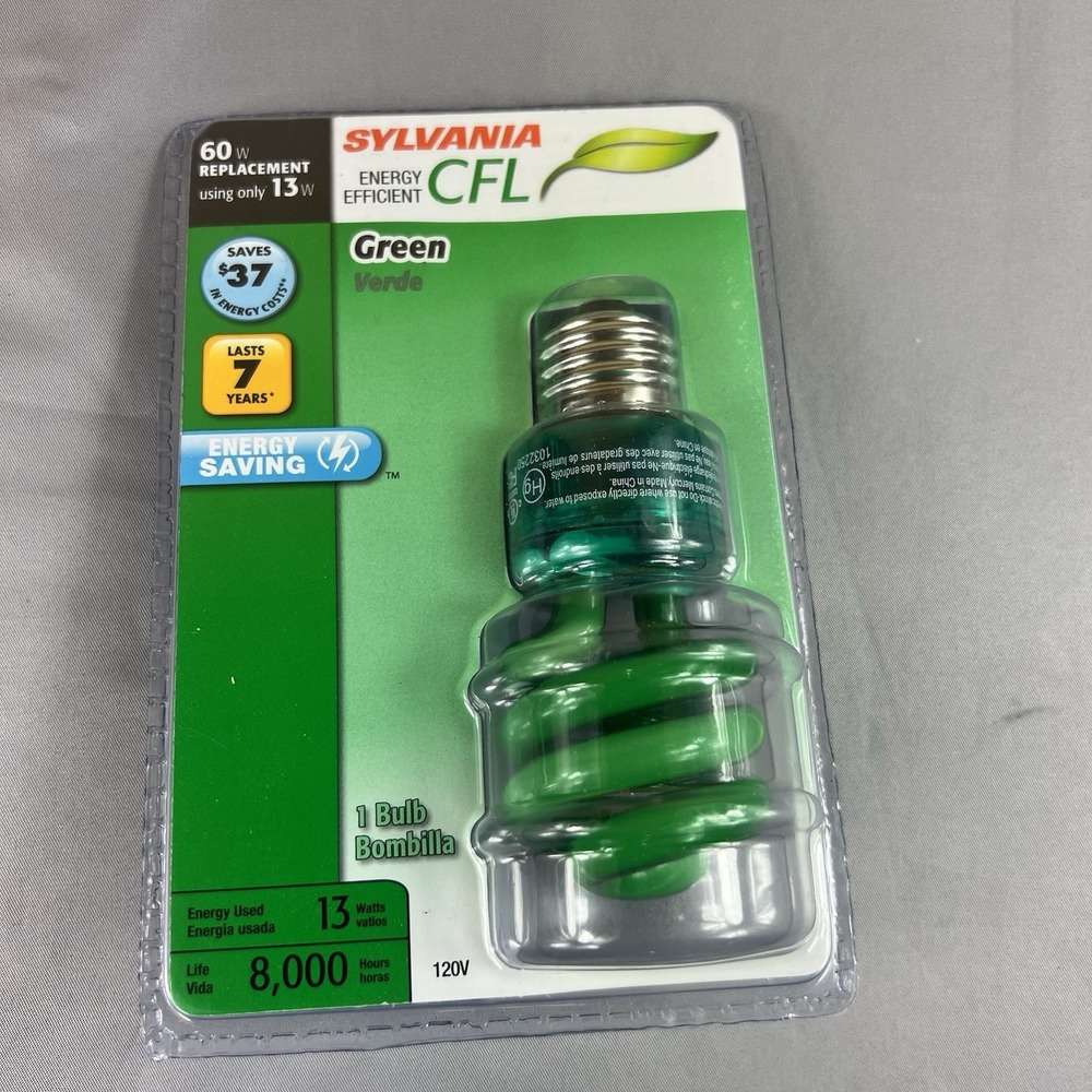 Sylvania Green CFL Light Bulb 13W Spiral 60W Equivalent Colored Bulb